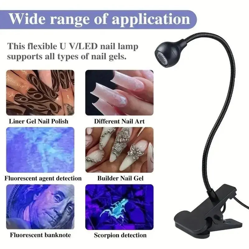 جهاز تجفيف أظافر LED محمول مع مشبك تثبيت